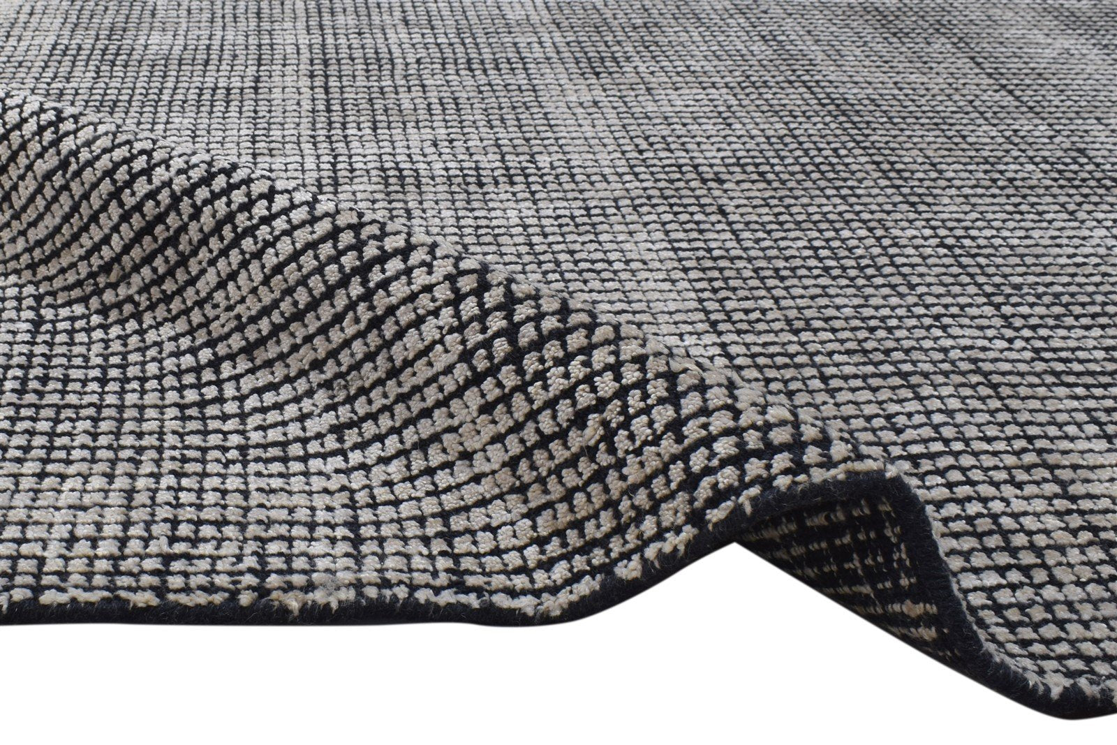 Handloom Charcoal Wool / Silk Rug 4X6 Modern Scandinavian Solid Room Size Area Rug