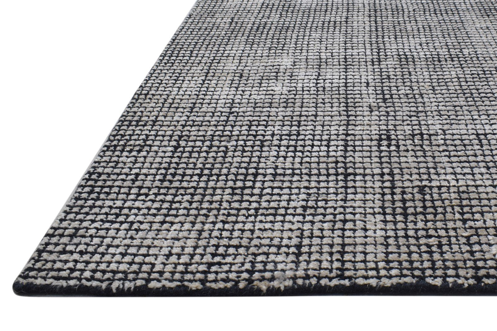 Handloom Charcoal Wool / Silk Rug 4X6 Modern Scandinavian Solid Room Size Area Rug