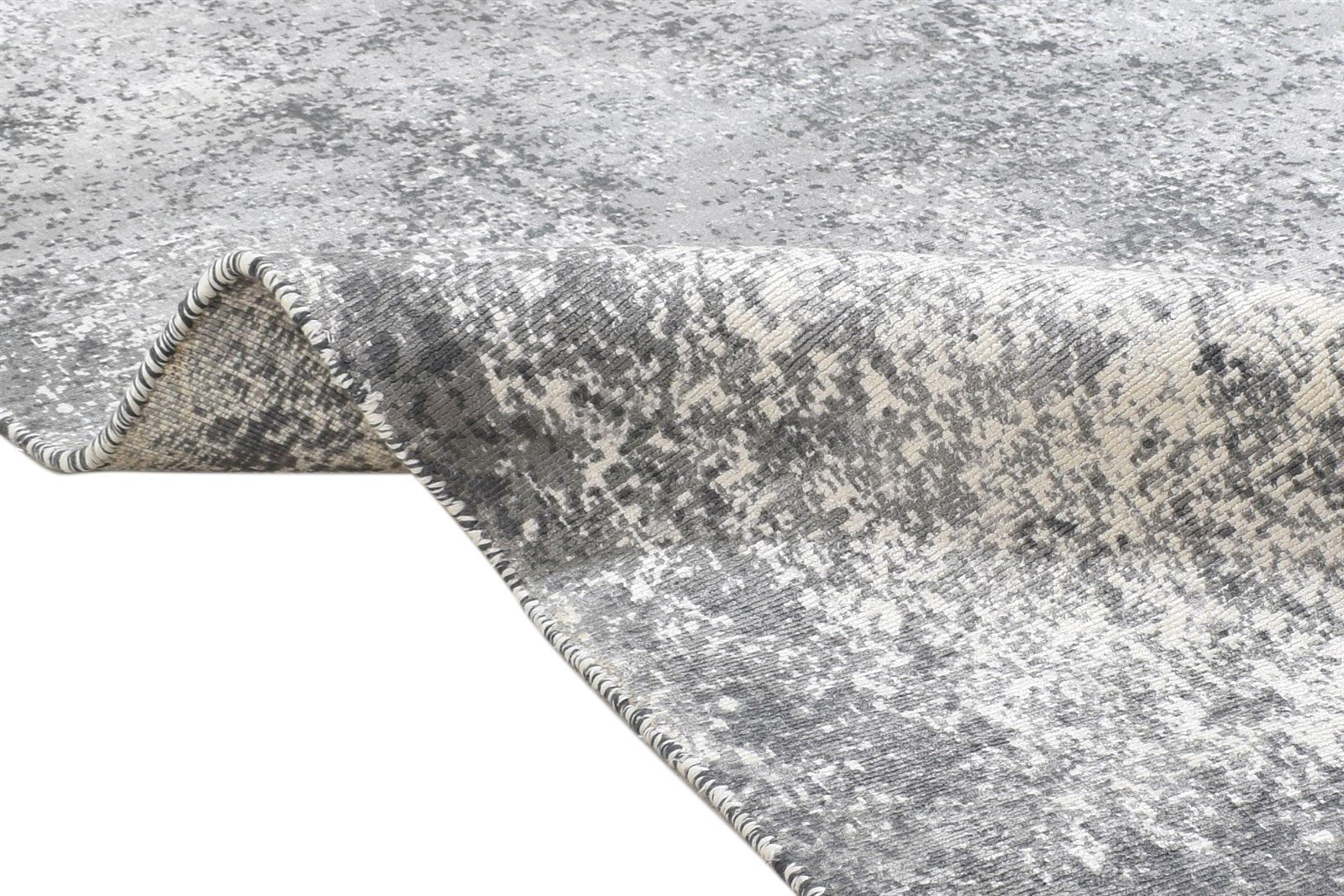 Dark Grey Silk Rug 4' X 6' Modern Handloom Indian Abstract Room Size Carpet Area Rug