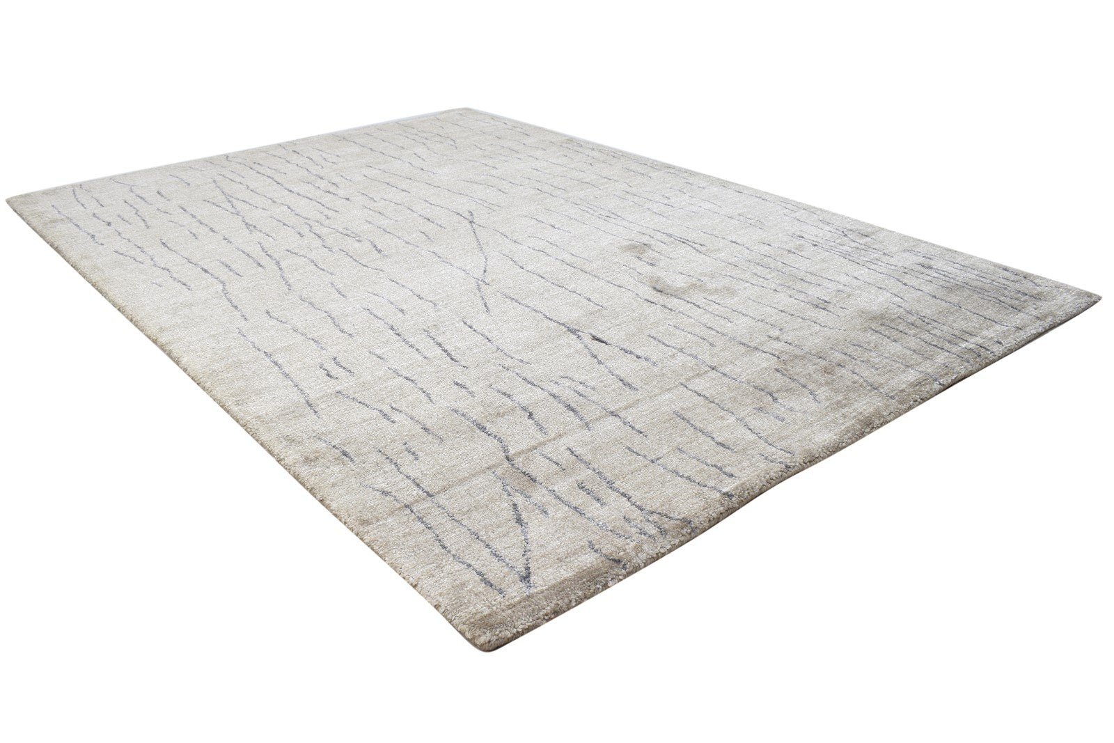 Silk Beige Rug 4' X 6' Modern Handloom Scandinavian Abstract Room Size Carpet Area Rug