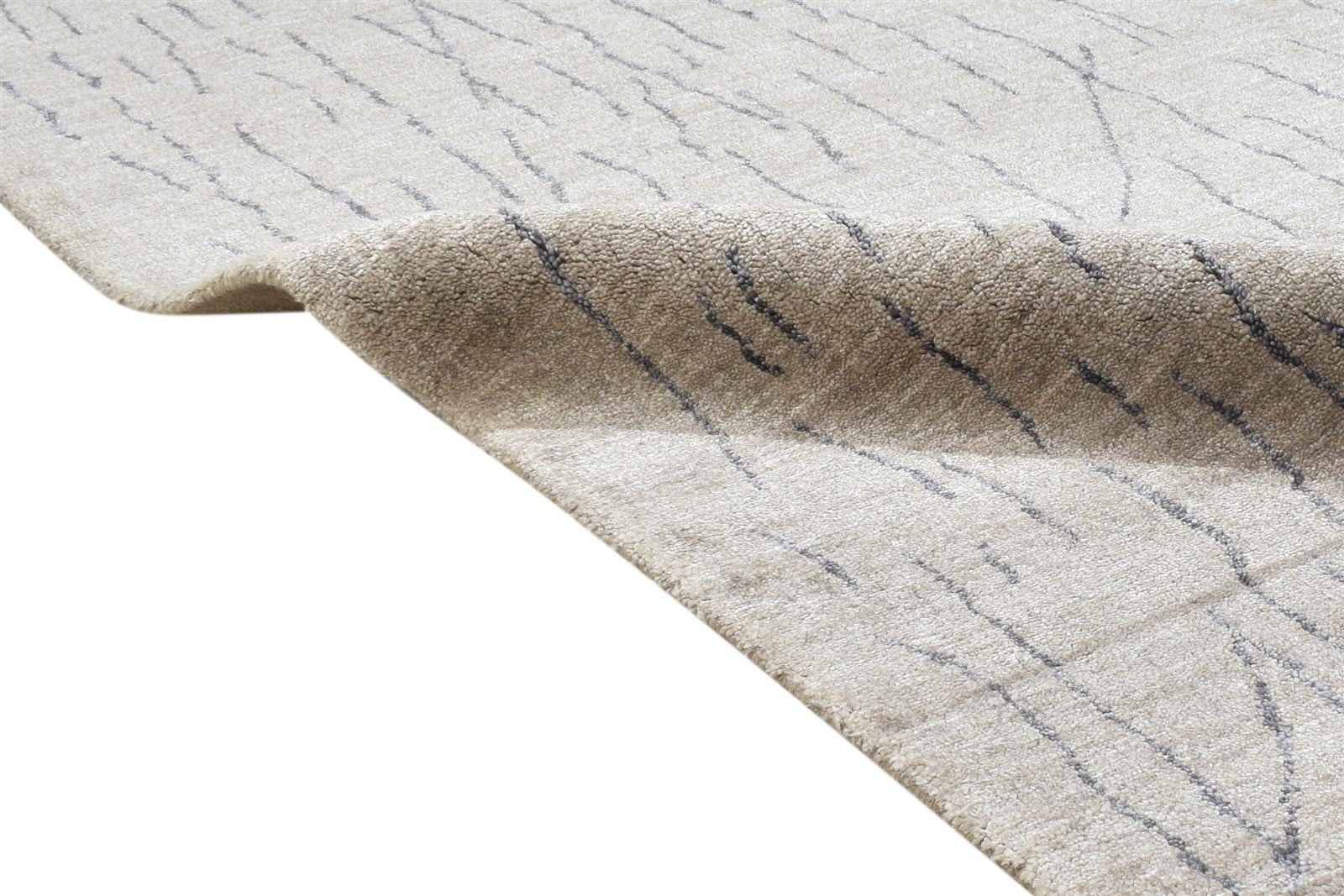 Silk Beige Rug 4' X 6' Modern Handloom Scandinavian Abstract Room Size Carpet Area Rug