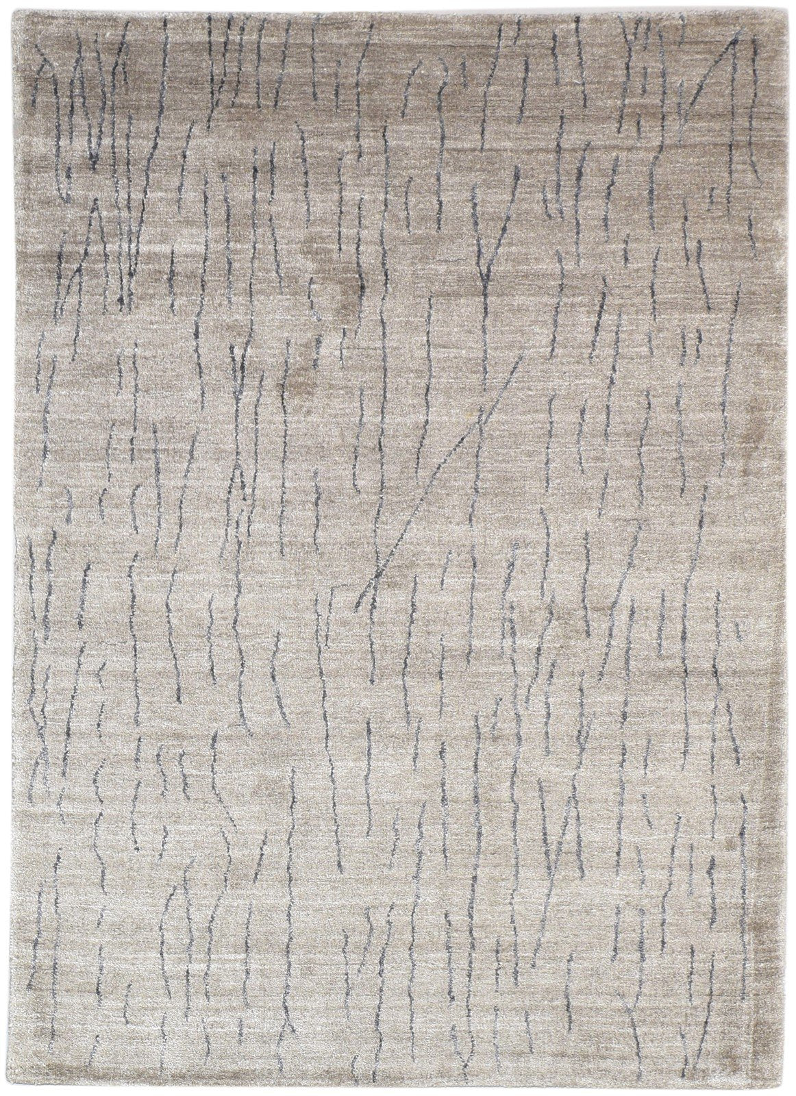Silk Beige Rug 4' X 6' Modern Handloom Scandinavian Abstract Room Size Carpet Area Rug