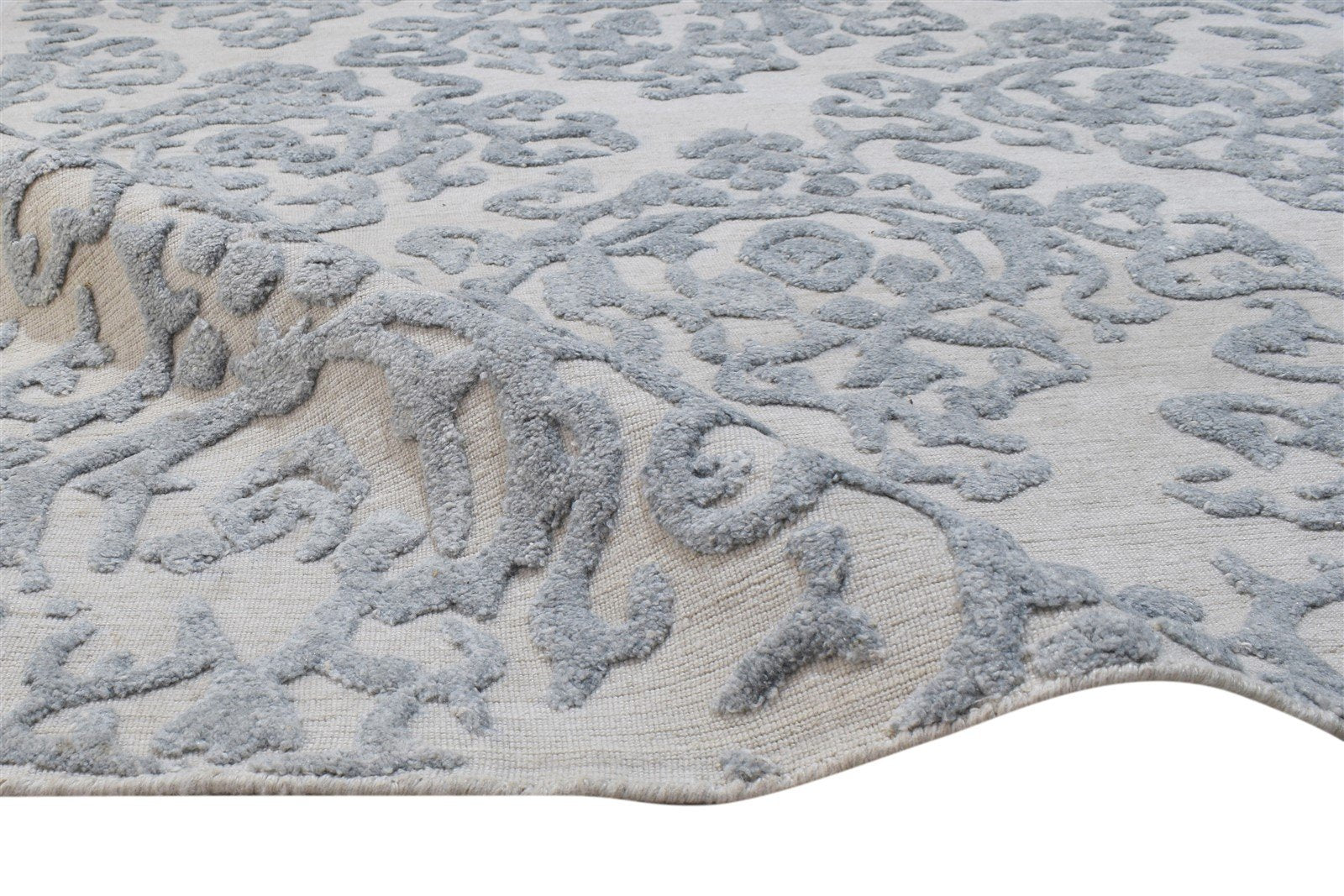 Handloom Grey Polypropylene Rug 5' X 8' Modern French Damask Room Size Carpet Area Rug