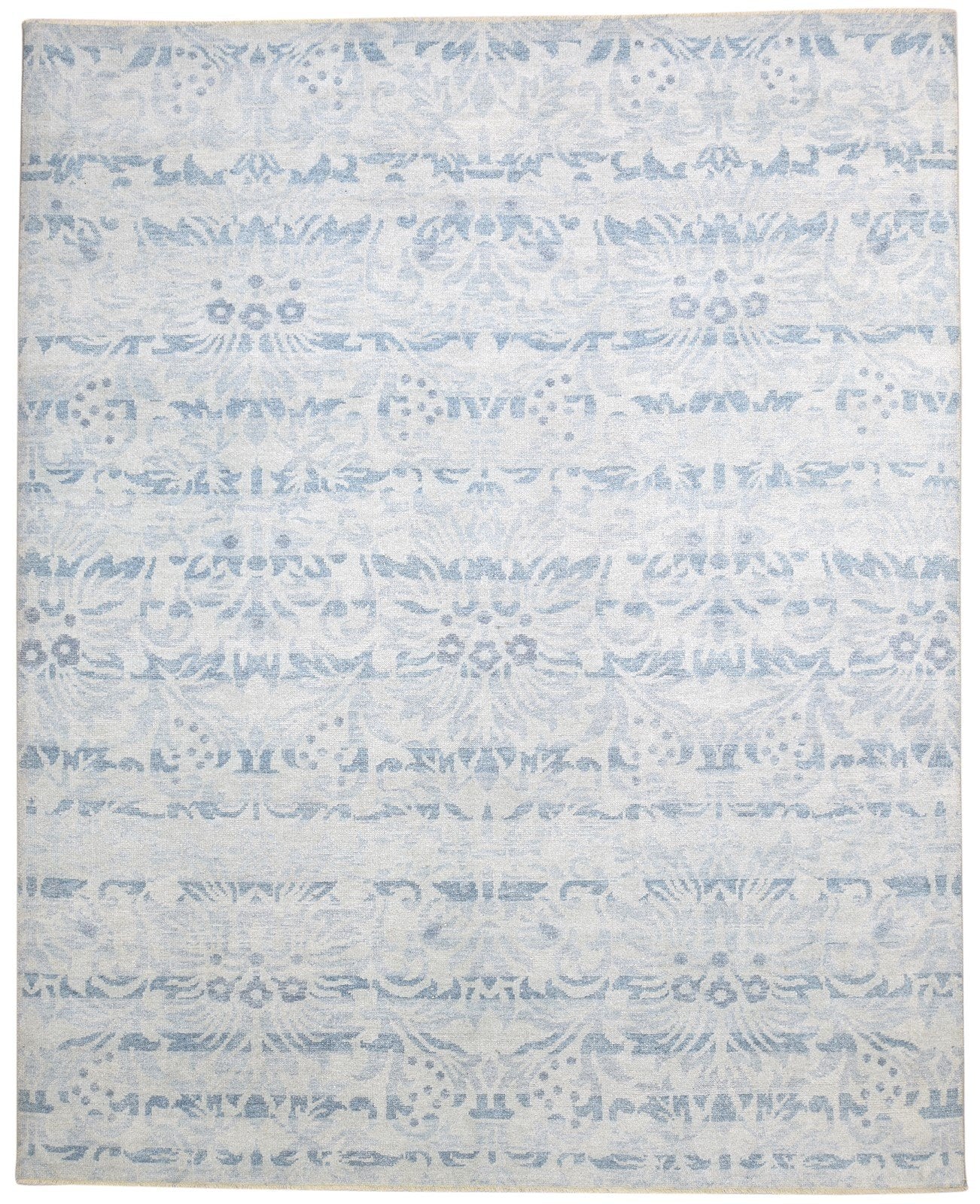 Blue Wool Rug 8' X 10' Modern Hand Knotted Moroccan Floral Large Carpet Area Rug