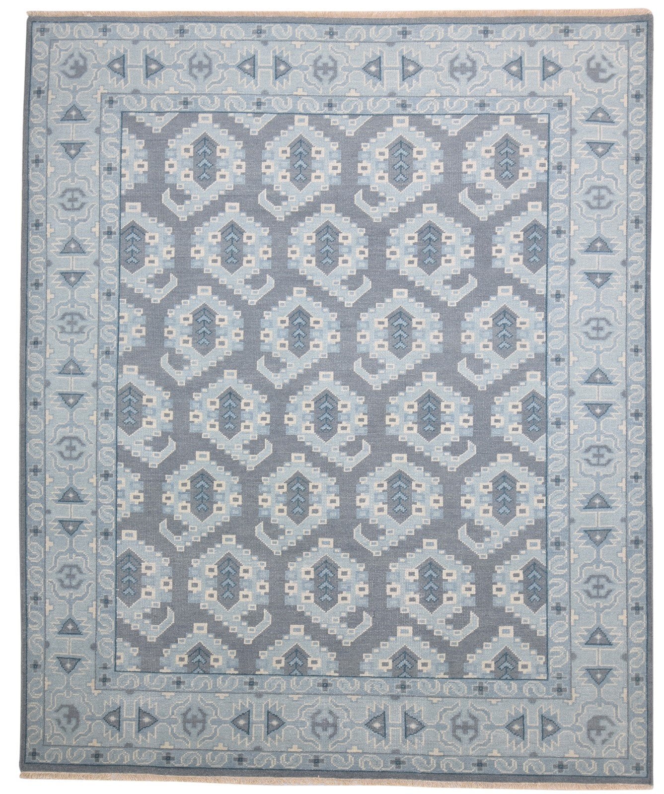Hand Knotted Grey Wool Rug 8' X 10' Persian Oriental Paisley Large Carpet Area Rug