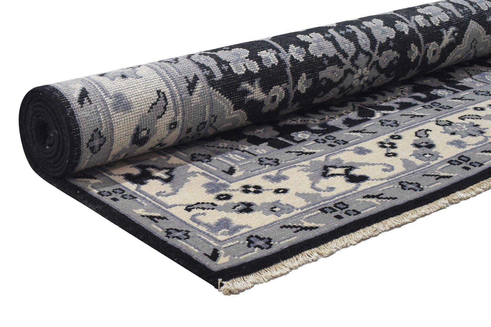 Wool Black Rug 8' X 10' Persian Hand Knotted Oushak Oriental Large Carpet Area Rug