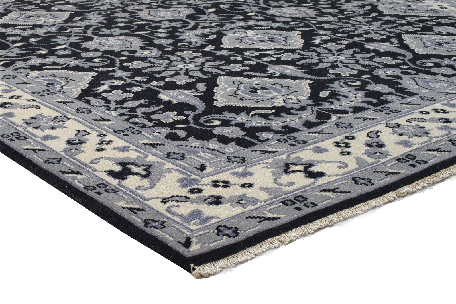 Wool Black Rug 8' X 10' Persian Hand Knotted Oushak Oriental Large Carpet Area Rug