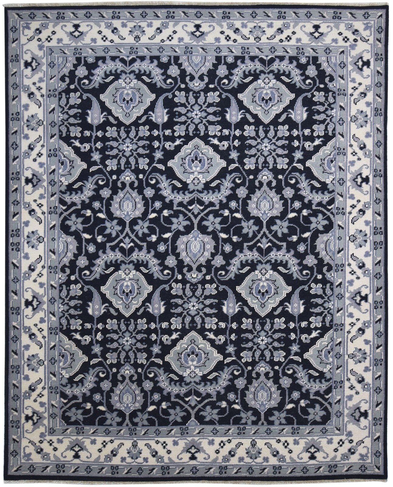 Wool Black Rug 8' X 10' Persian Hand Knotted Oushak Oriental Large Carpet Area Rug