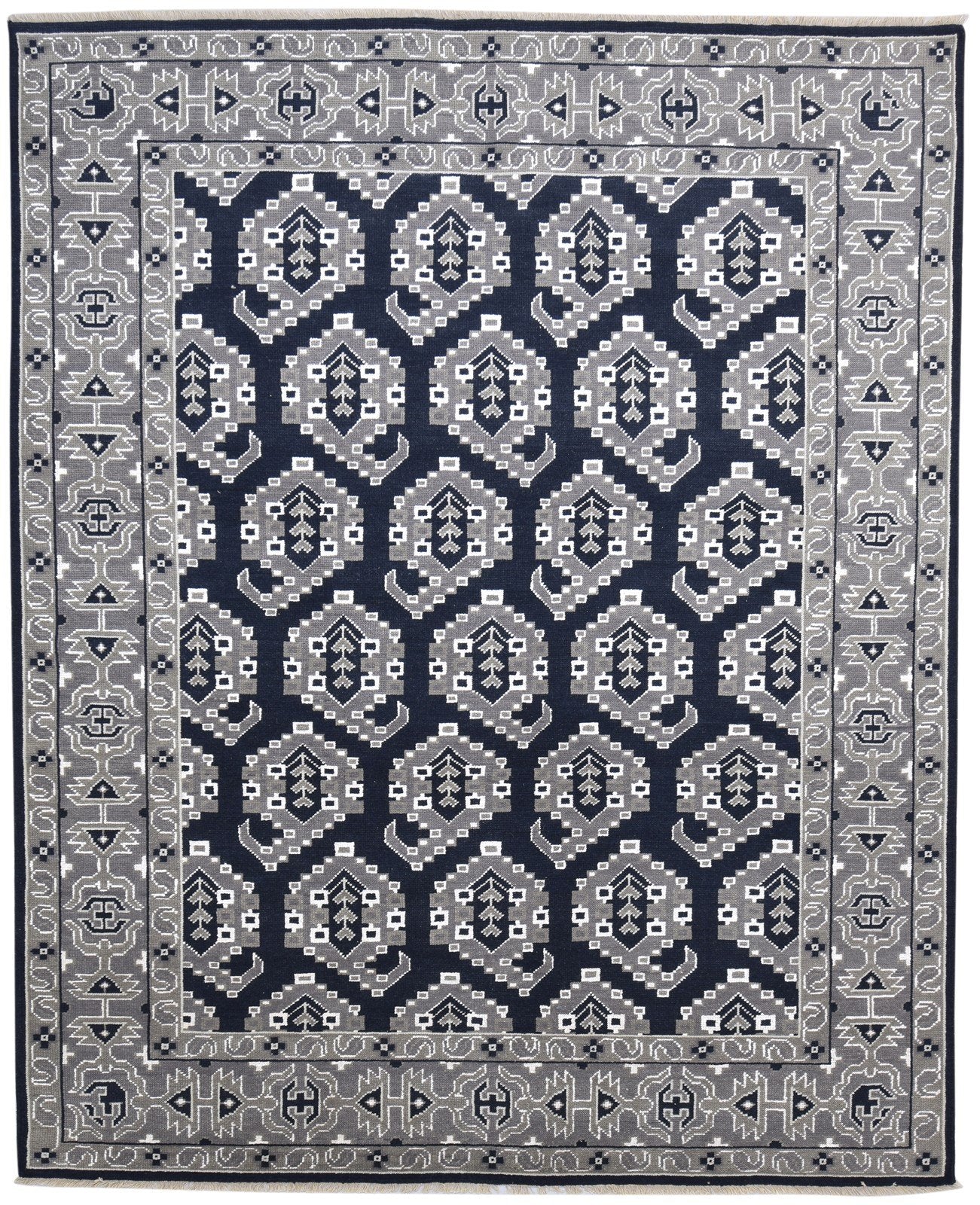 Hand Knotted Black Wool Rug 8' X 10' Persian Oriental Paisley Large Carpet Area Rug