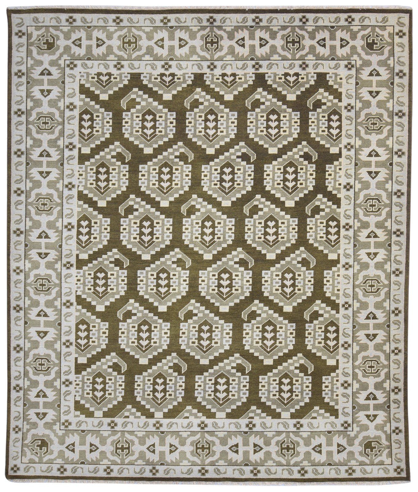 Green Wool Rug 8' X 10' Persian Hand Knotted Oriental Paisley Large Carpet Area Rug