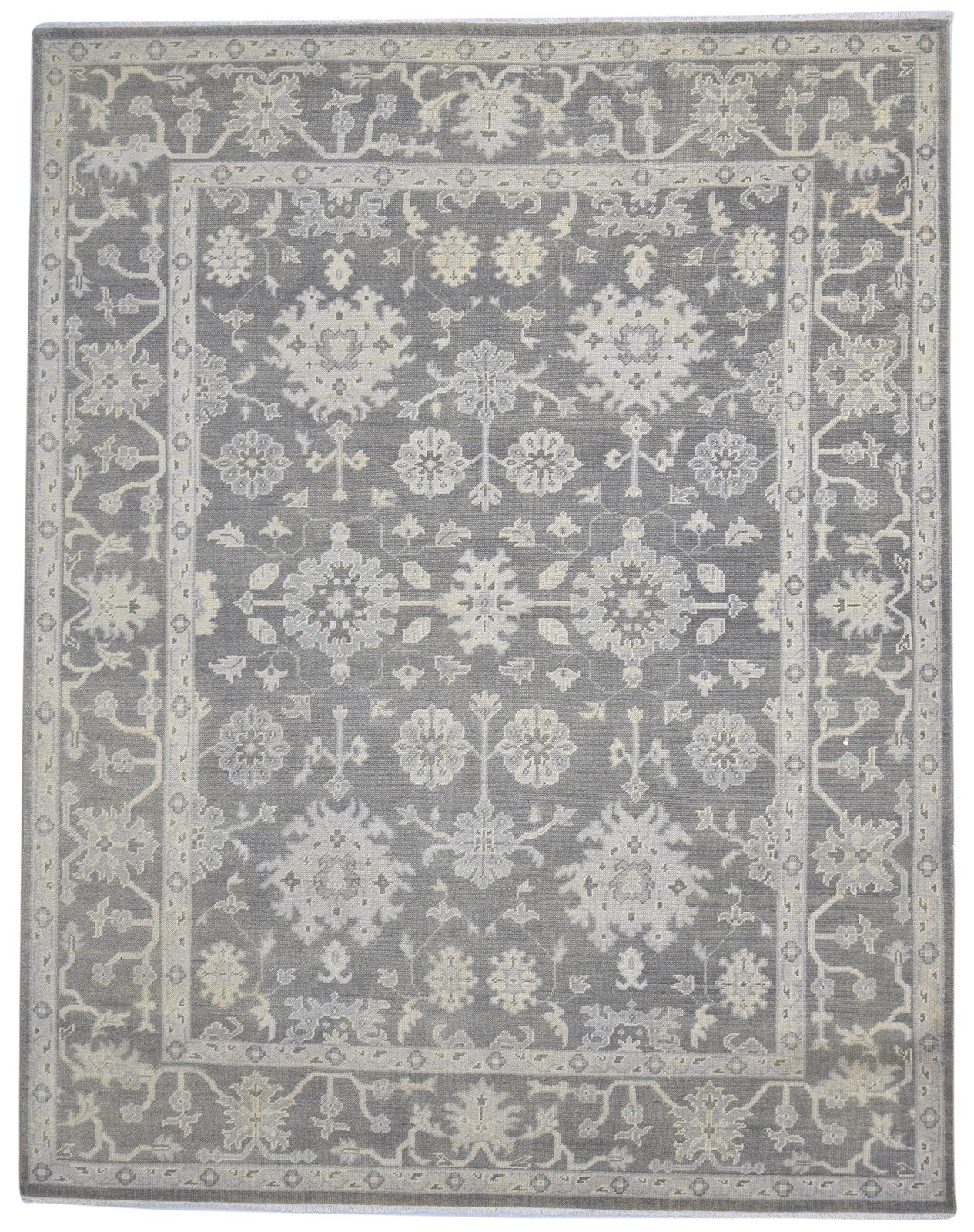 8' X 10' Rug Wool Grey Persian Hand Knotted Oushak Oriental Large Carpet Area Rug