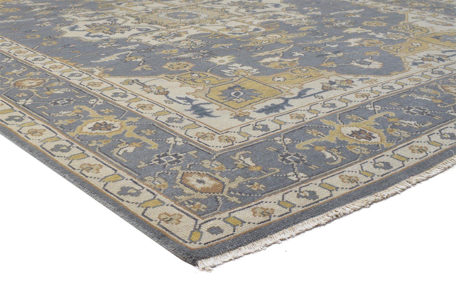Blue Wool Rug 8' X 10' Persian Hand Knotted Heriz-Indian Oriental Large Carpet Area Rug