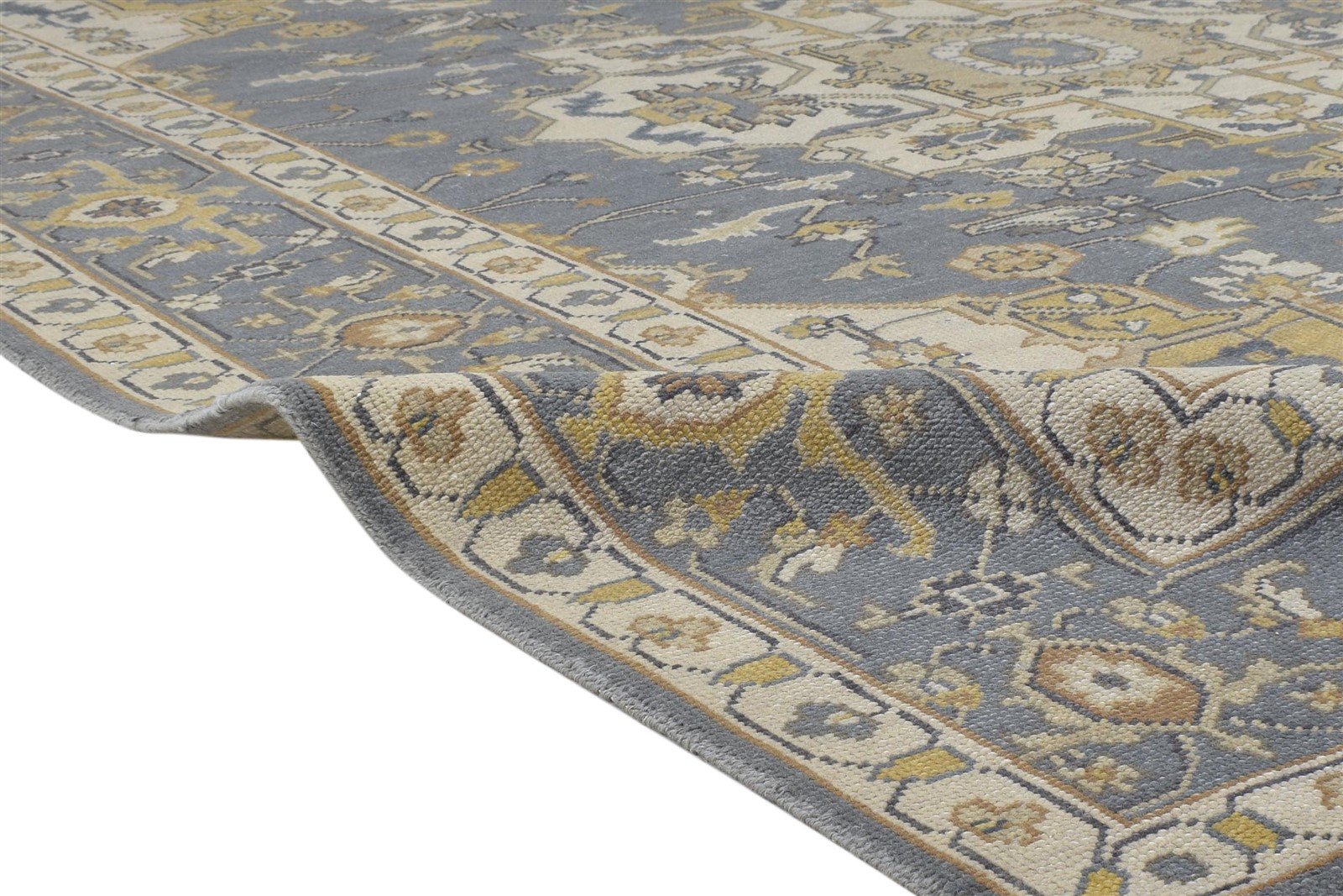 Blue Wool Rug 8' X 10' Persian Hand Knotted Heriz-Indian Oriental Large Carpet Area Rug