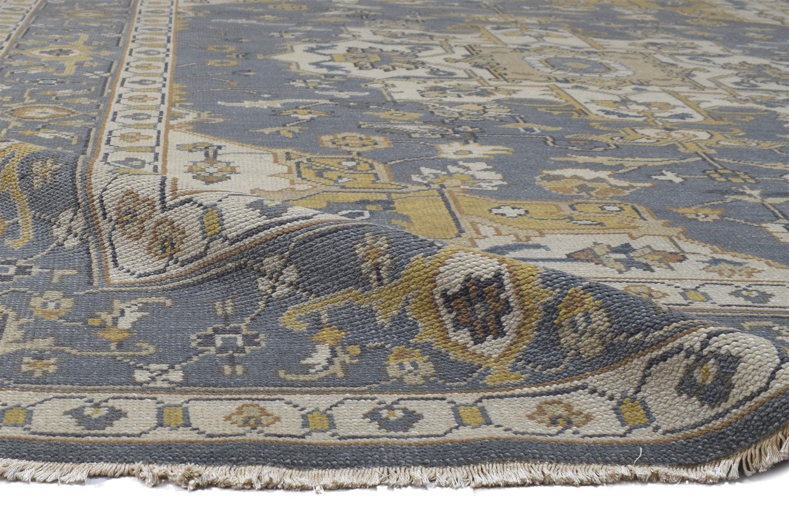 Blue Wool Rug 8' X 10' Persian Hand Knotted Heriz-Indian Oriental Large Carpet Area Rug
