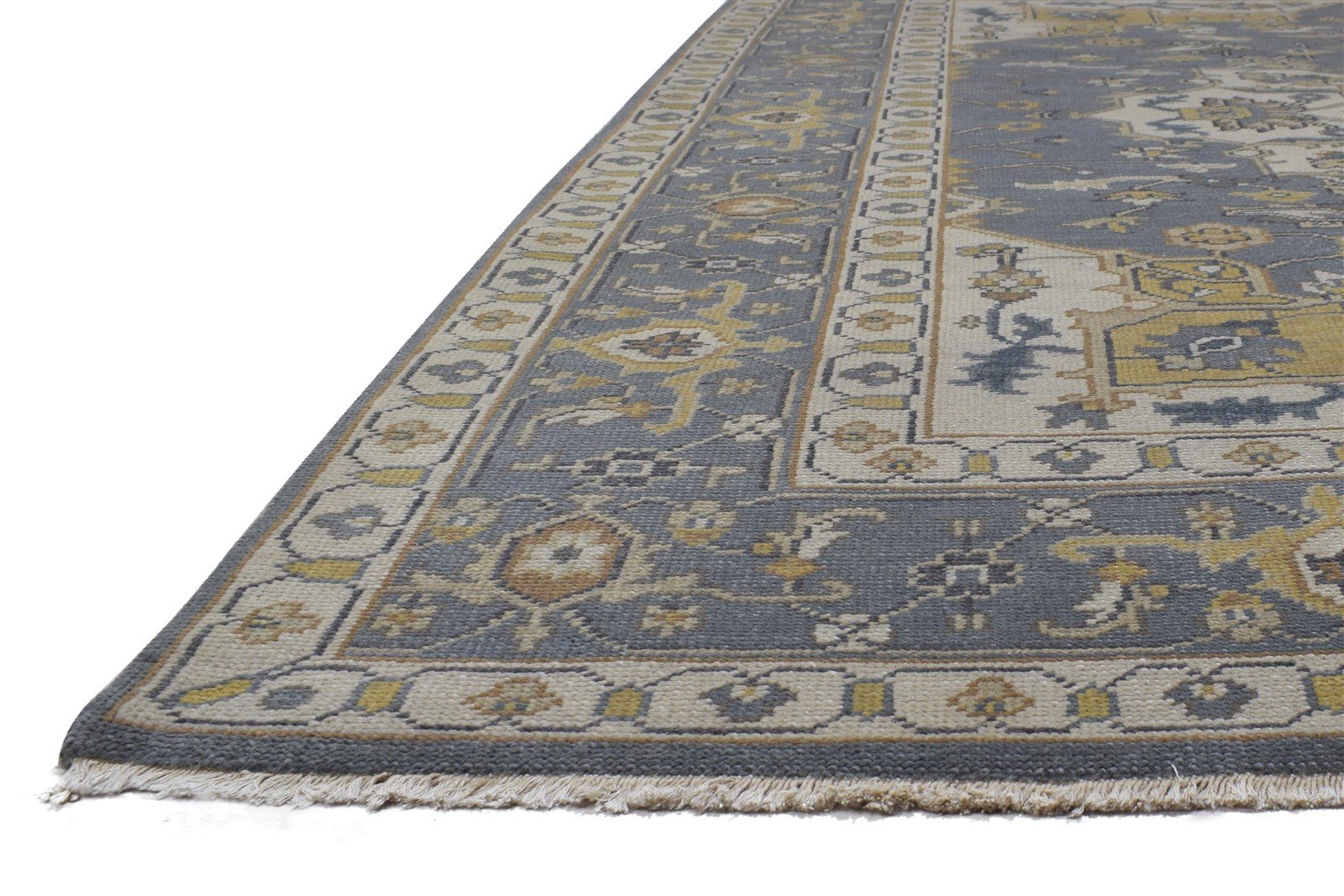 Blue Wool Rug 8' X 10' Persian Hand Knotted Heriz-Indian Oriental Large Carpet Area Rug