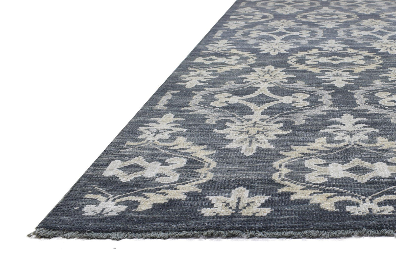 8' X 10' Rug Wool Charcoal Modern Hand Knotted Moroccan Trellis Large Carpet Area Rug