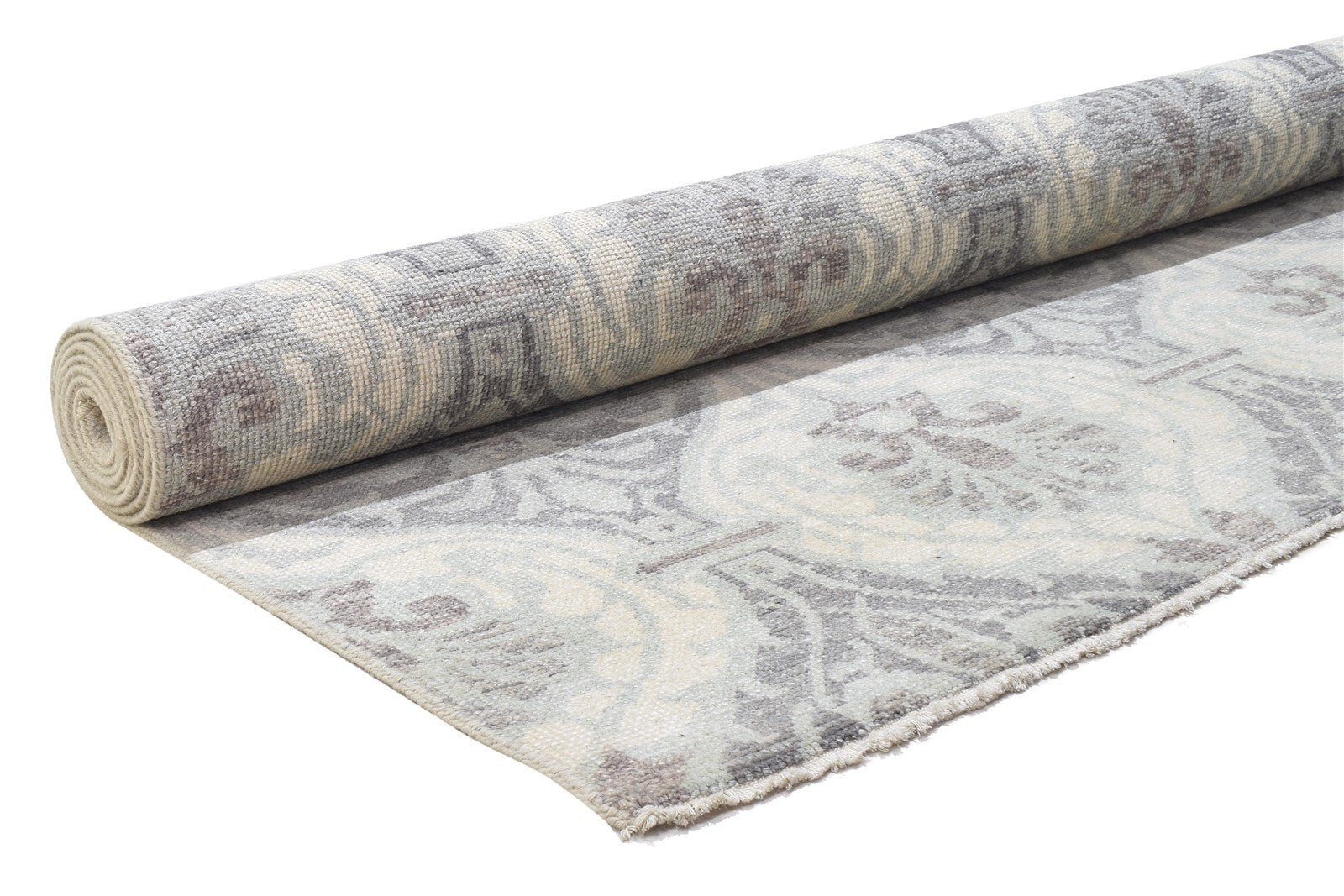 Hand Knotted Grey Wool Rug 8' X 9' Modern Moroccan Trellis Large Carpet Area Rug