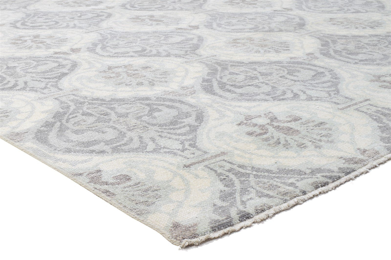 Hand Knotted Grey Wool Rug 8' X 9' Modern Moroccan Trellis Large Carpet Area Rug