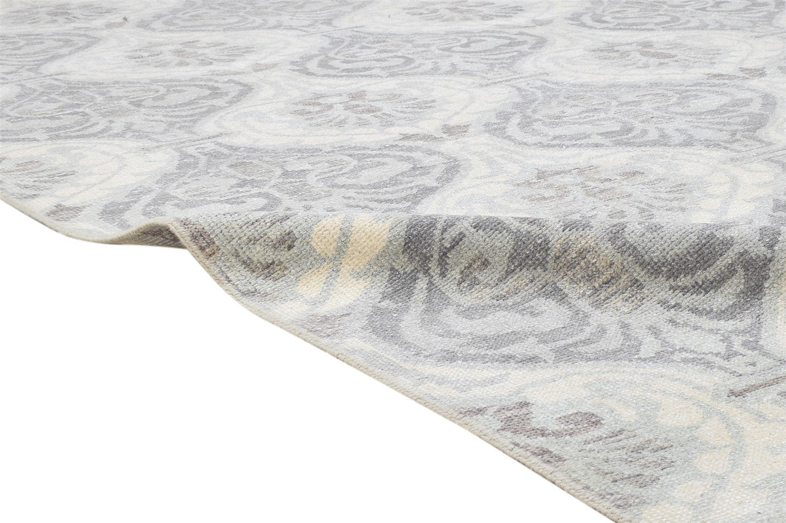 Hand Knotted Grey Wool Rug 8' X 9' Modern Moroccan Trellis Large Carpet Area Rug