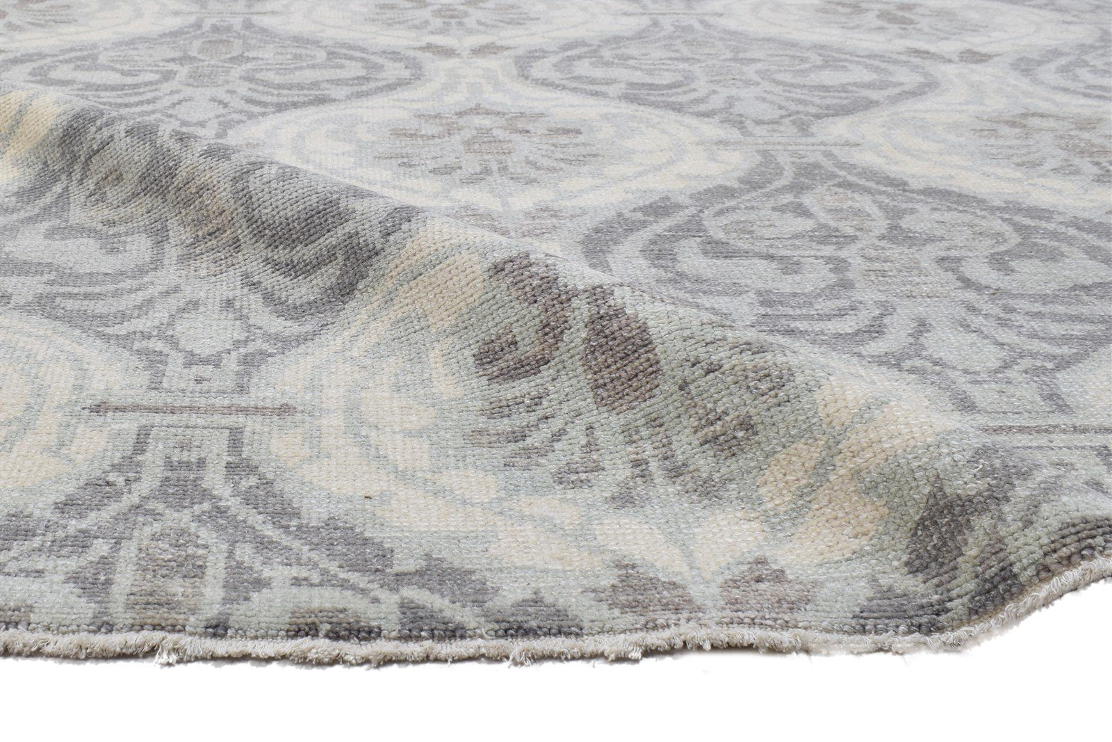 Hand Knotted Grey Wool Rug 8' X 9' Modern Moroccan Trellis Large Carpet Area Rug