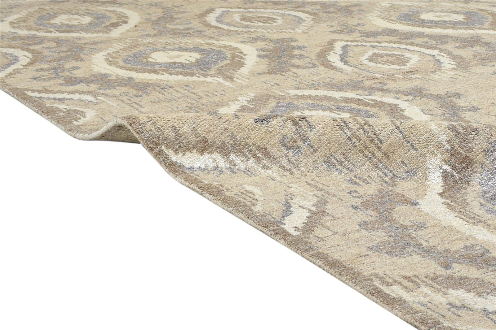 Beige Wool Rug 8' X 10' Modern Hand Knotted Moroccan Trellis Large Carpet Area Rug