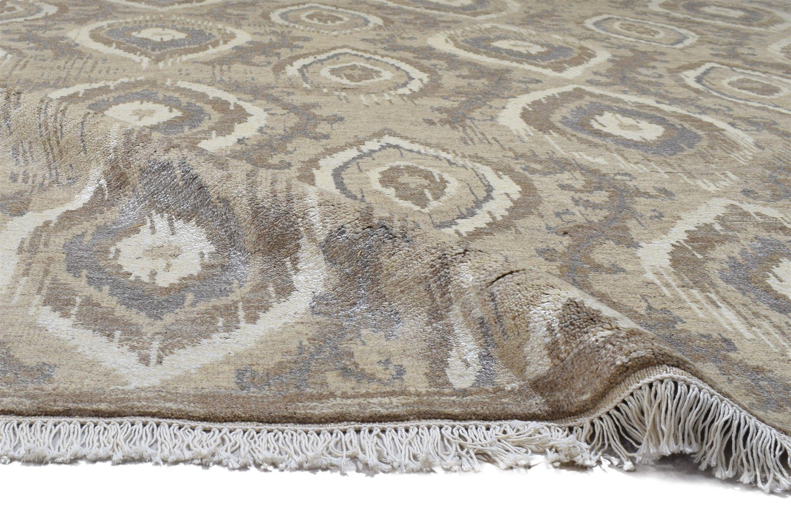 Beige Wool Rug 8' X 10' Modern Hand Knotted Moroccan Trellis Large Carpet Area Rug