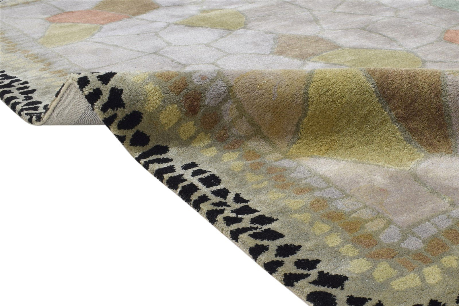 Hand Tufted Sand Wool Rug 5' X 8' Modern Indian Abstract Room Size Carpet Area Rug