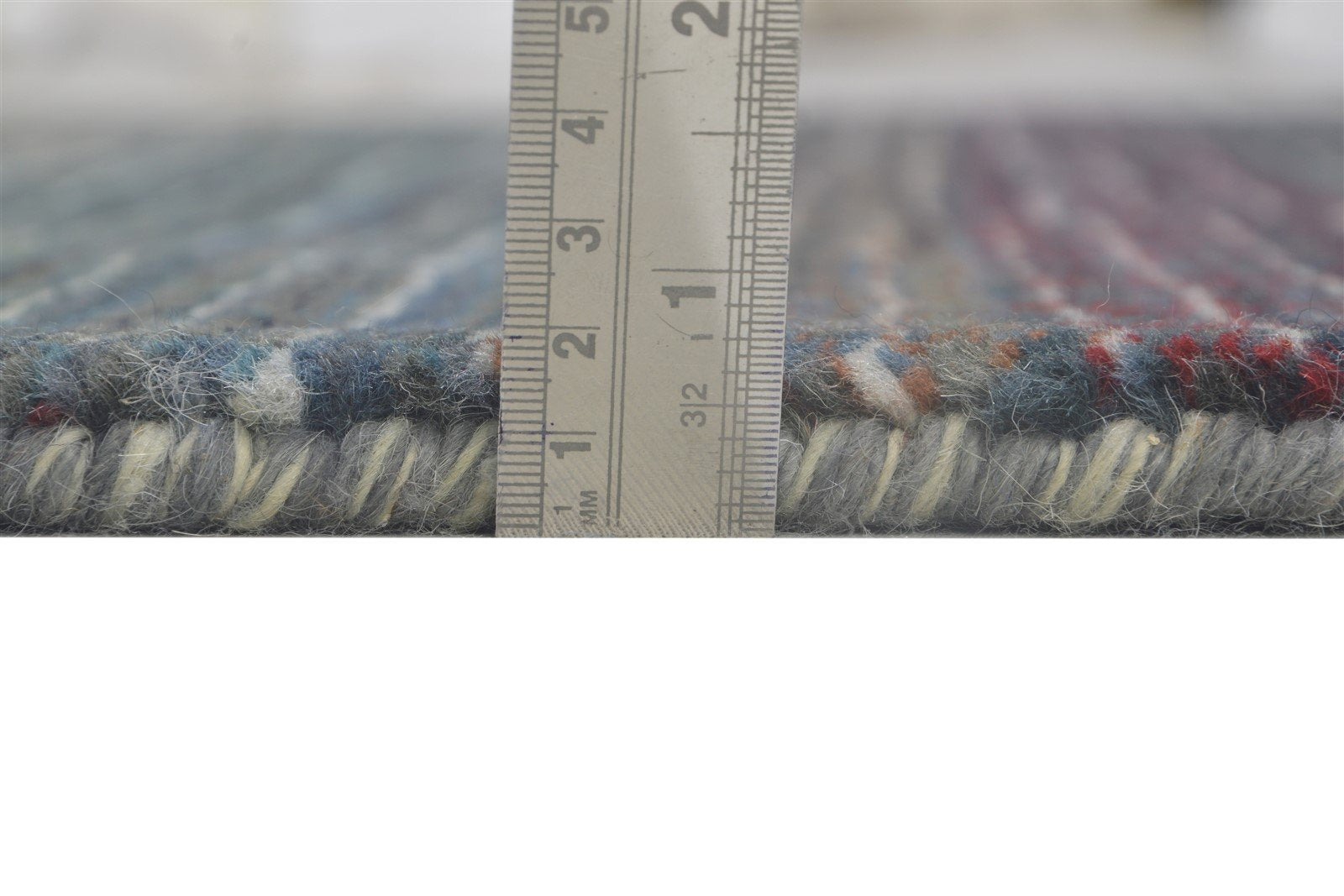 Wool Blue Rug 4' X 5' Modern Hand Knotted Bohemian Striped Room Size Carpet Area Rug