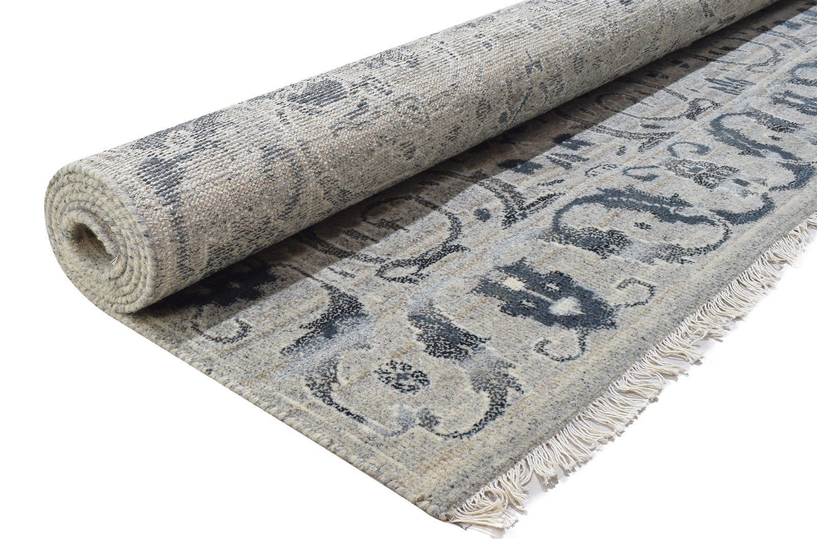 Hand Knotted Grey Wool Rug 8' X 10' Persian Kashan Oriental Large Carpet Area Rug