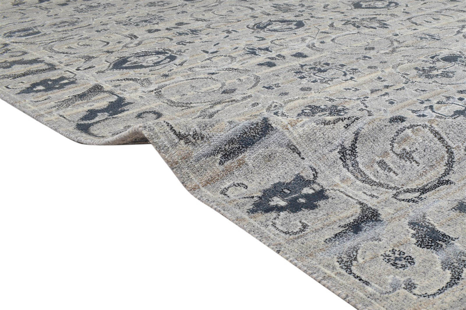 Hand Knotted Grey Wool Rug 8' X 10' Persian Kashan Oriental Large Carpet Area Rug