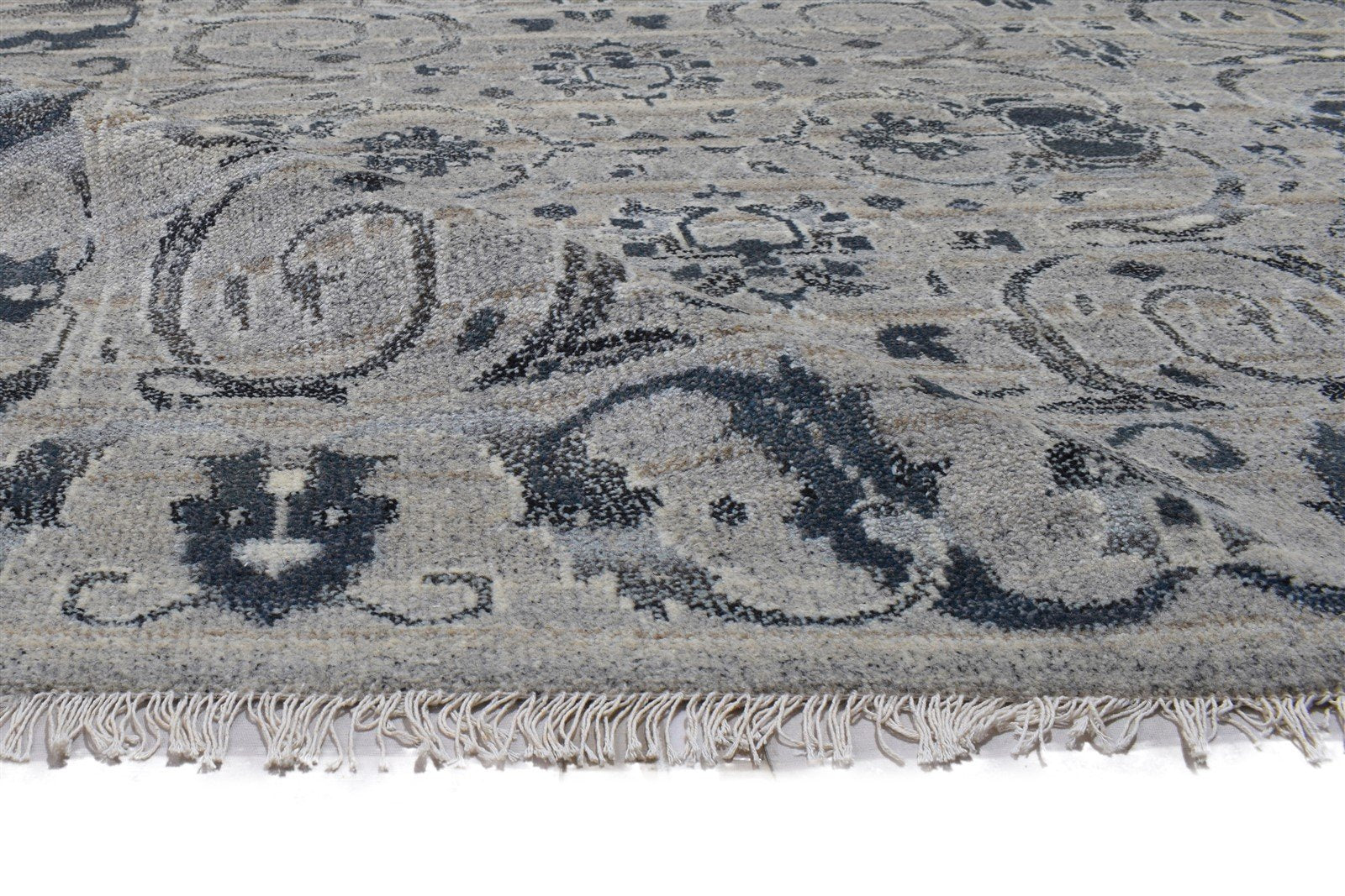Hand Knotted Grey Wool Rug 8' X 10' Persian Kashan Oriental Large Carpet Area Rug