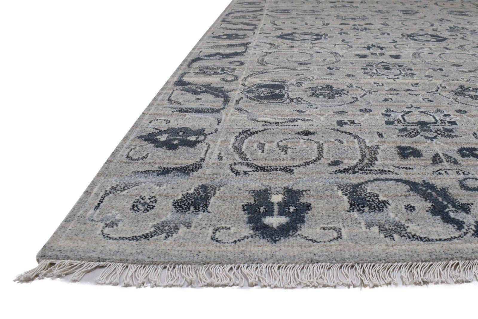 Hand Knotted Grey Wool Rug 8' X 10' Persian Kashan Oriental Large Carpet Area Rug