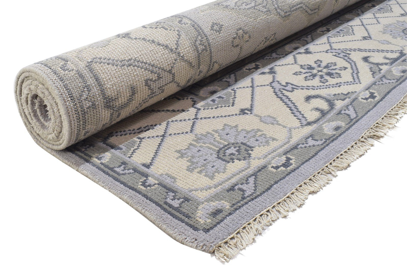 8' X 10' Rug Wool Silver Persian Hand Knotted Oushak Oriental Large Carpet Area Rug