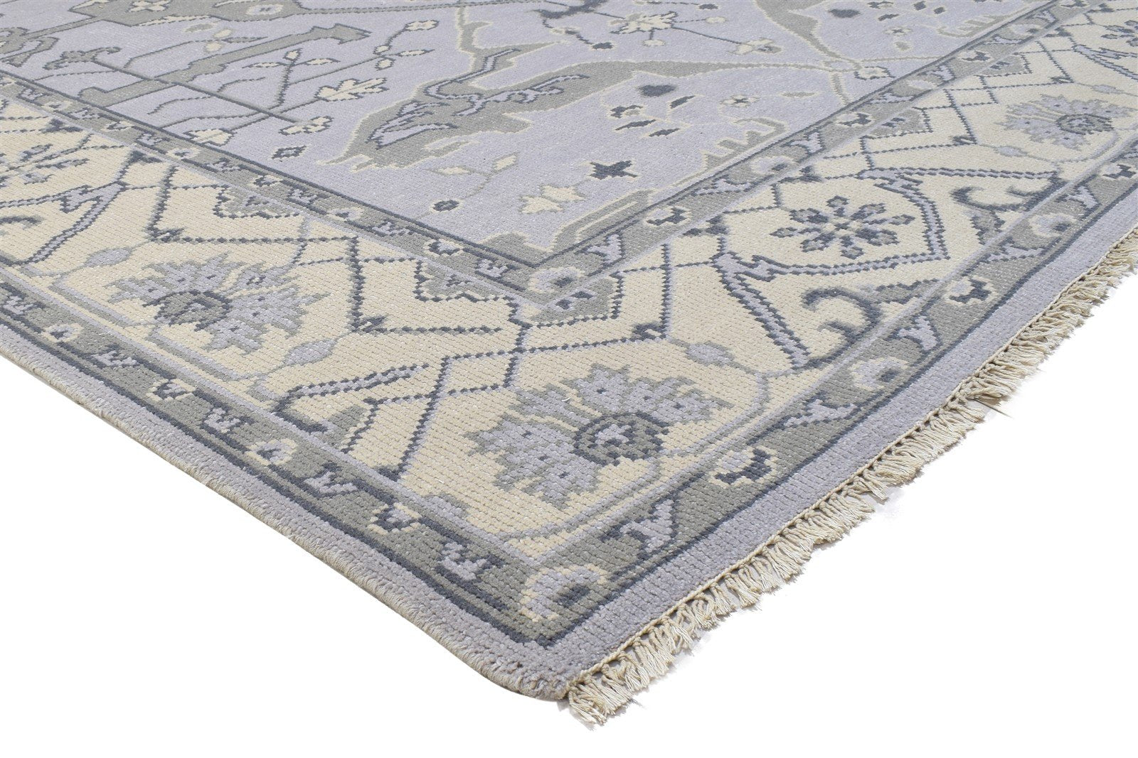8' X 10' Rug Wool Silver Persian Hand Knotted Oushak Oriental Large Carpet Area Rug