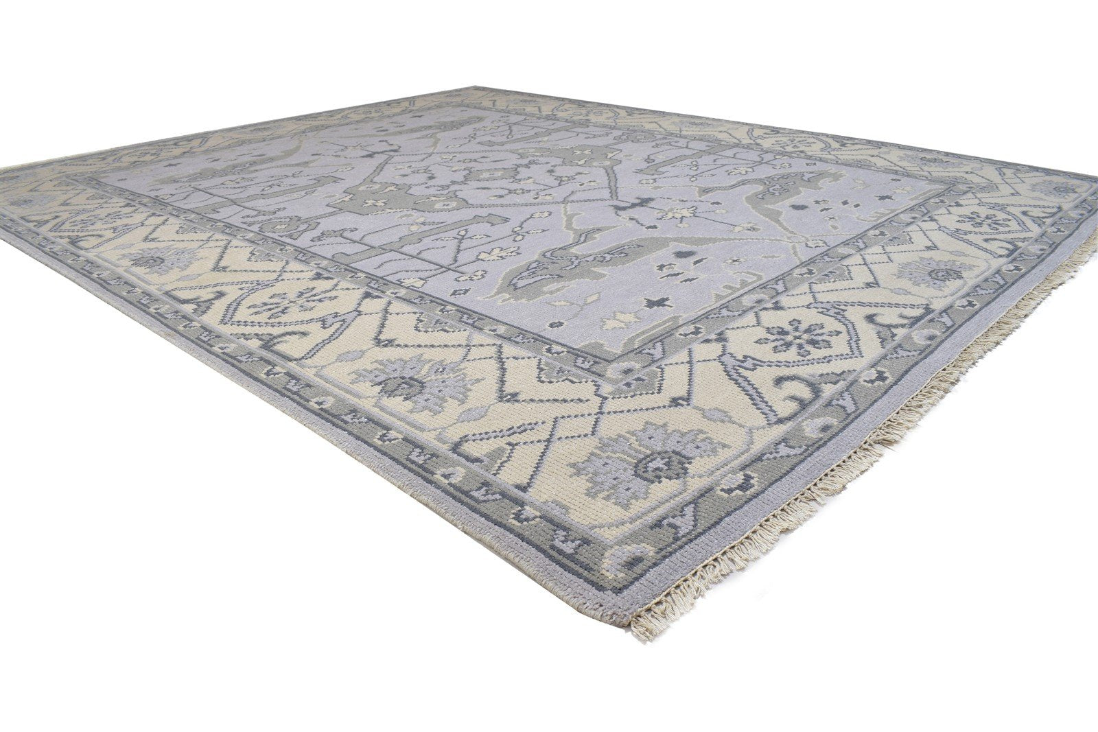 8' X 10' Rug Wool Silver Persian Hand Knotted Oushak Oriental Large Carpet Area Rug