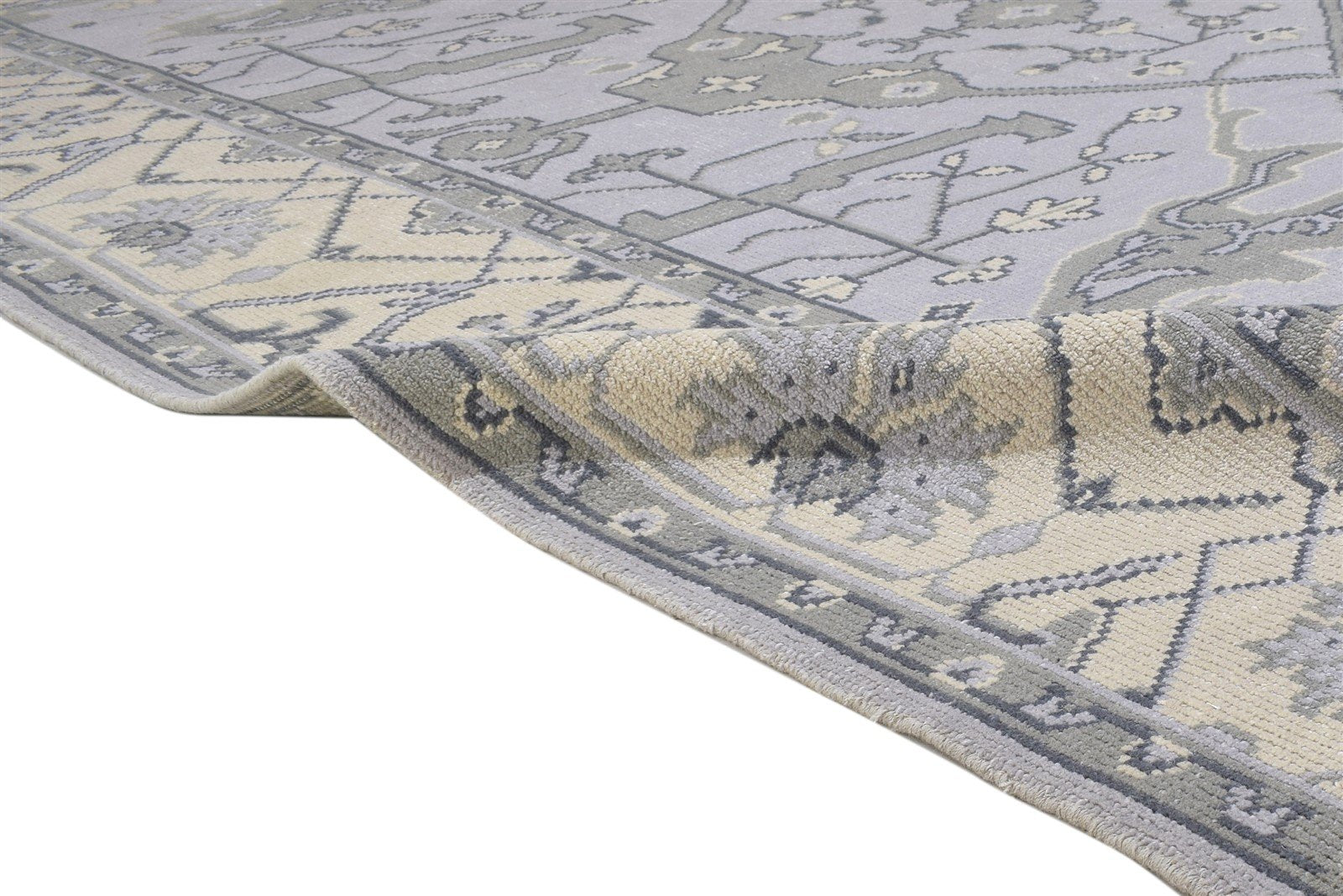 8' X 10' Rug Wool Silver Persian Hand Knotted Oushak Oriental Large Carpet Area Rug