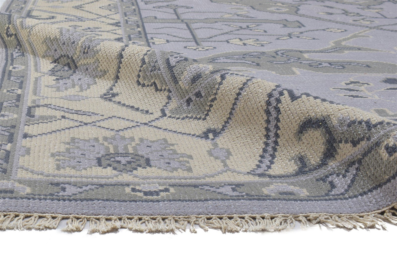 8' X 10' Rug Wool Silver Persian Hand Knotted Oushak Oriental Large Carpet Area Rug