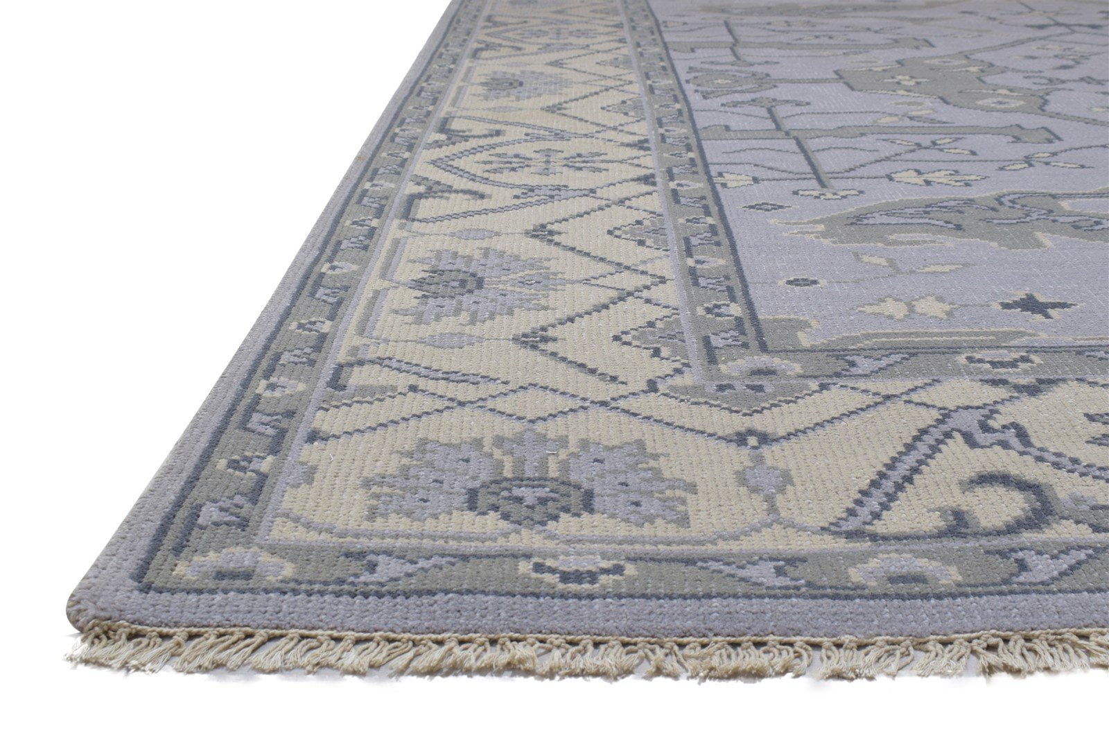 8' X 10' Rug Wool Silver Persian Hand Knotted Oushak Oriental Large Carpet Area Rug
