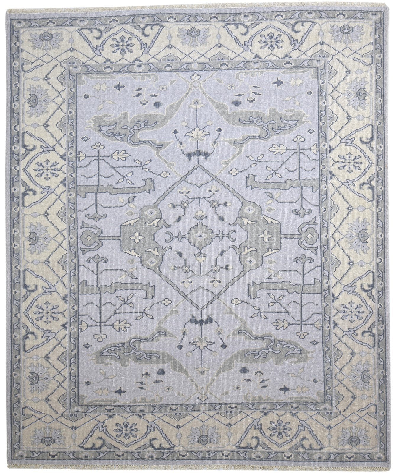 8' X 10' Rug Wool Silver Persian Hand Knotted Oushak Oriental Large Carpet Area Rug