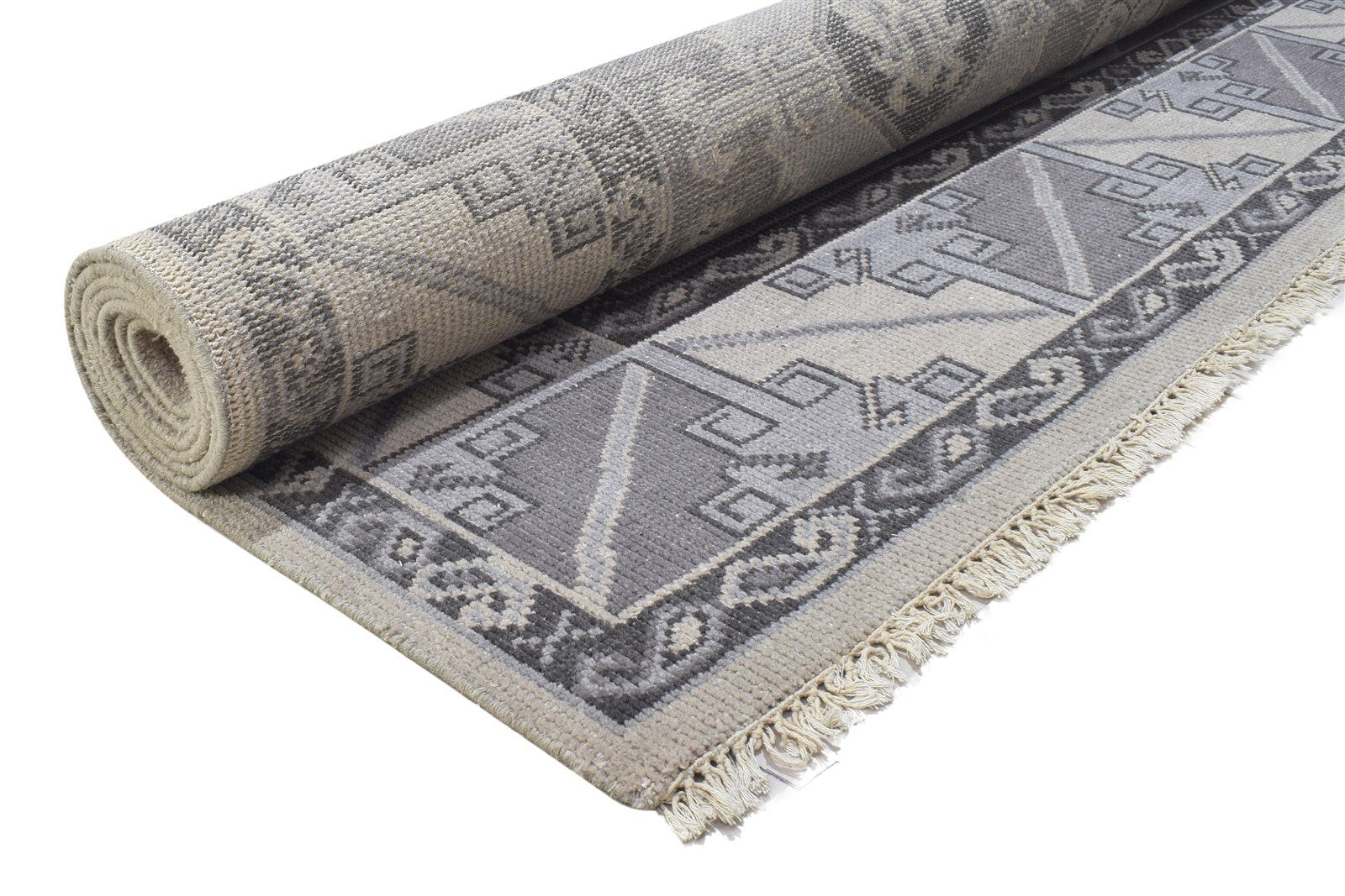 Hand Knotted Dark Grey Wool Rug 8' X 10' Persian Khotan Oriental Large Carpet Area Rug