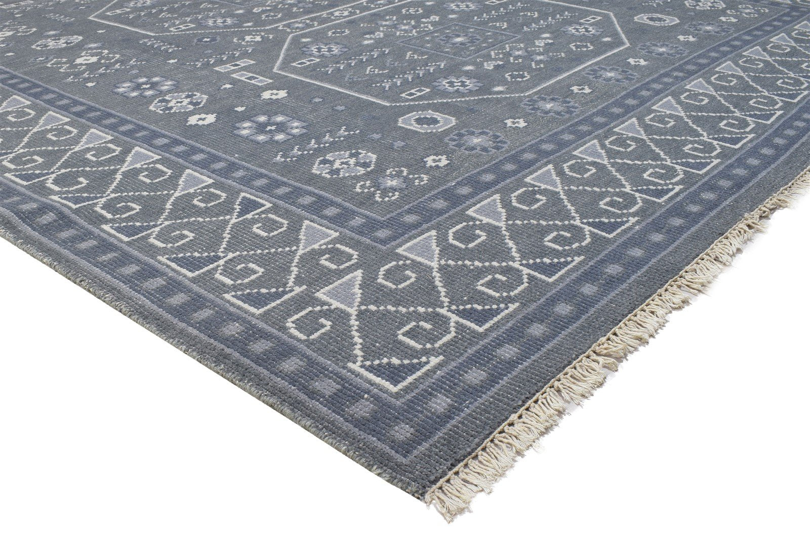 Wool Dark Grey Rug 8' X 10' Persian Hand Knotted Khotan Oriental Large Carpet Area Rug