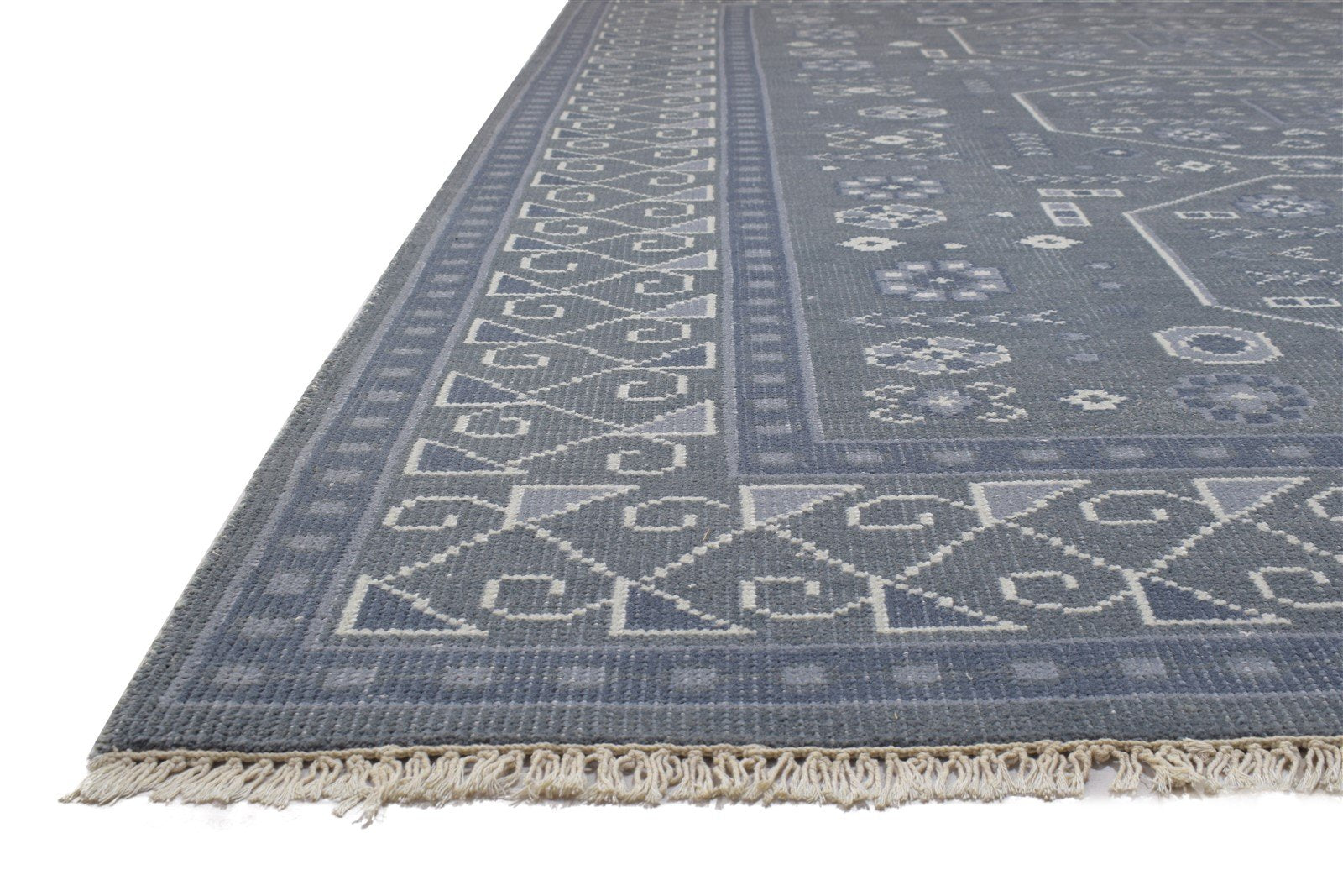 Wool Dark Grey Rug 8' X 10' Persian Hand Knotted Khotan Oriental Large Carpet Area Rug