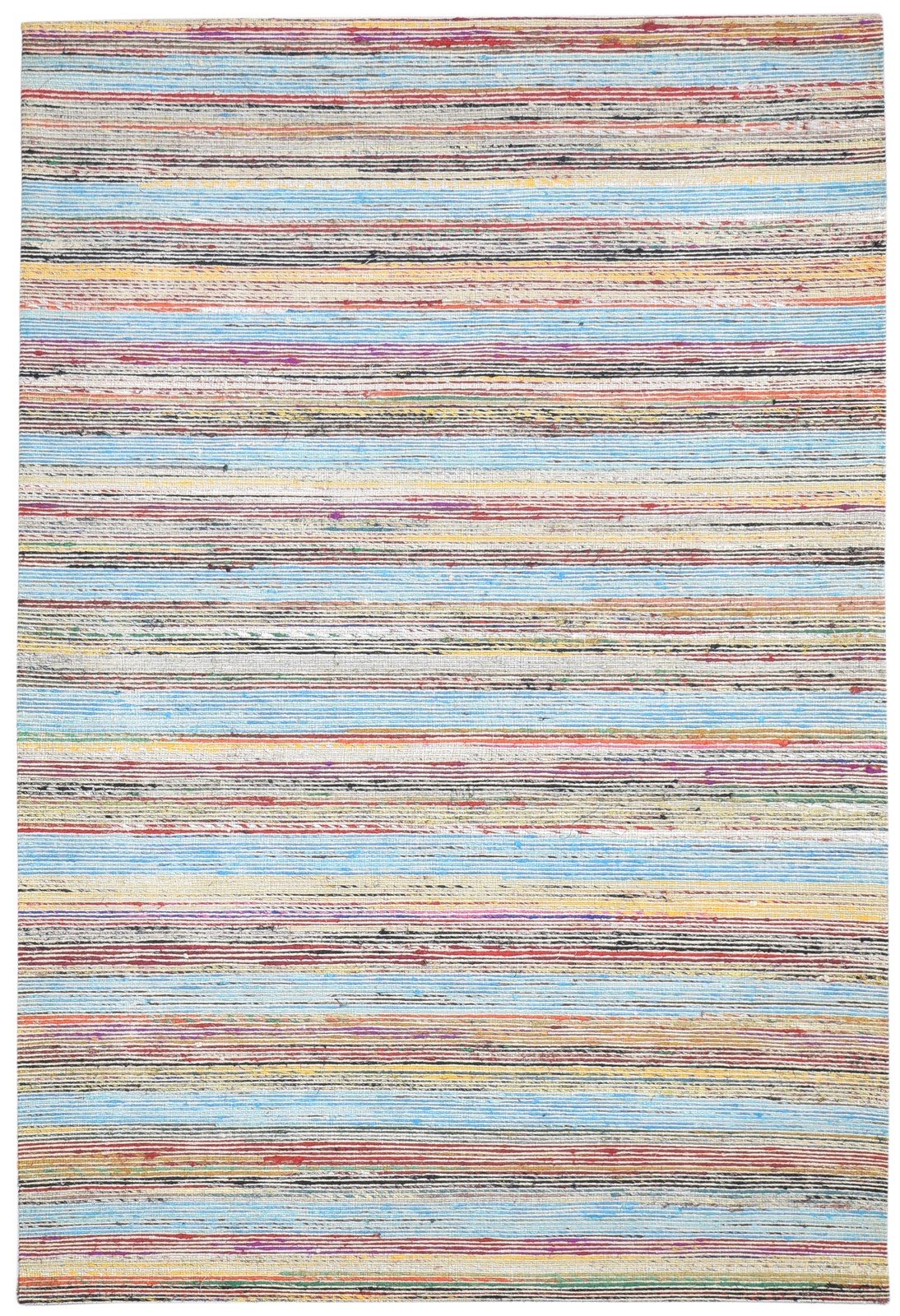 Jacquard Loom Colorful Wool / Silk Rug 5X7 Modern Bohemian Striped Room Size Area Rug