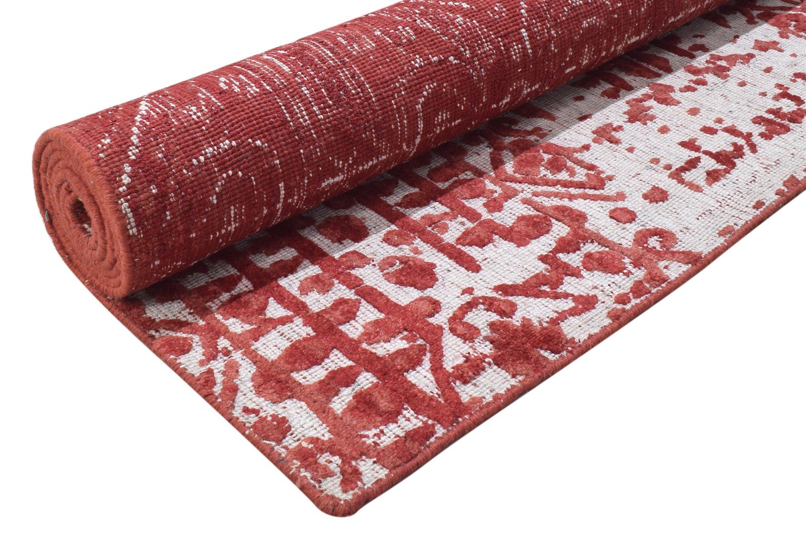 Red Silk Rug 5' X 8' Modern Jacquard Loom Indian Abstract Room Size Carpet Area Rug