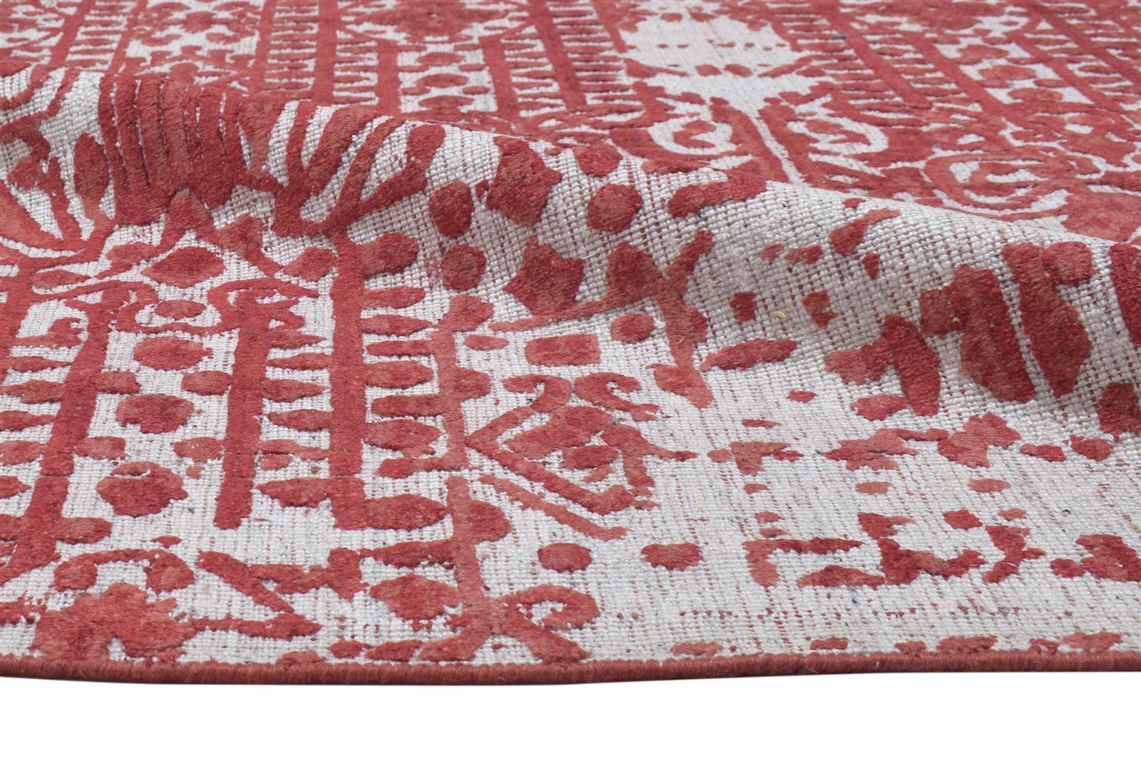 Red Silk Rug 5' X 8' Modern Jacquard Loom Indian Abstract Room Size Carpet Area Rug