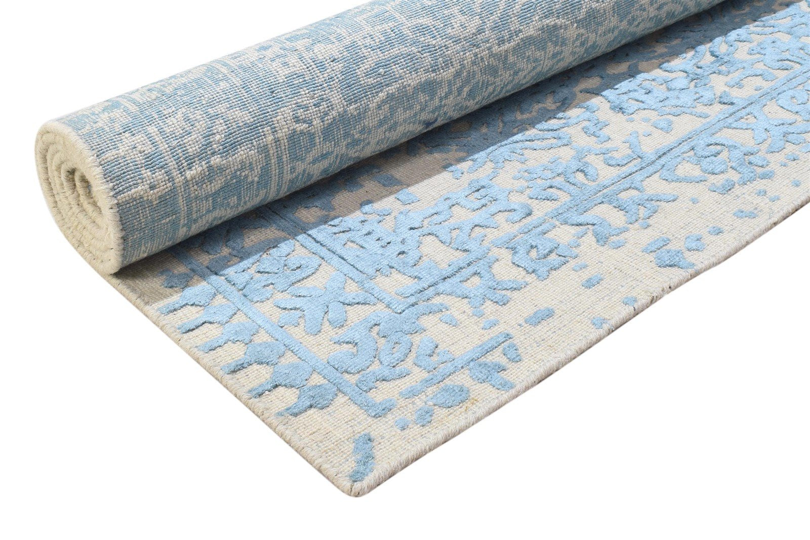 5' X 7' Rug Wool Blue Modern Hand Woven Indian Abstract Room Size Carpet Area Rug