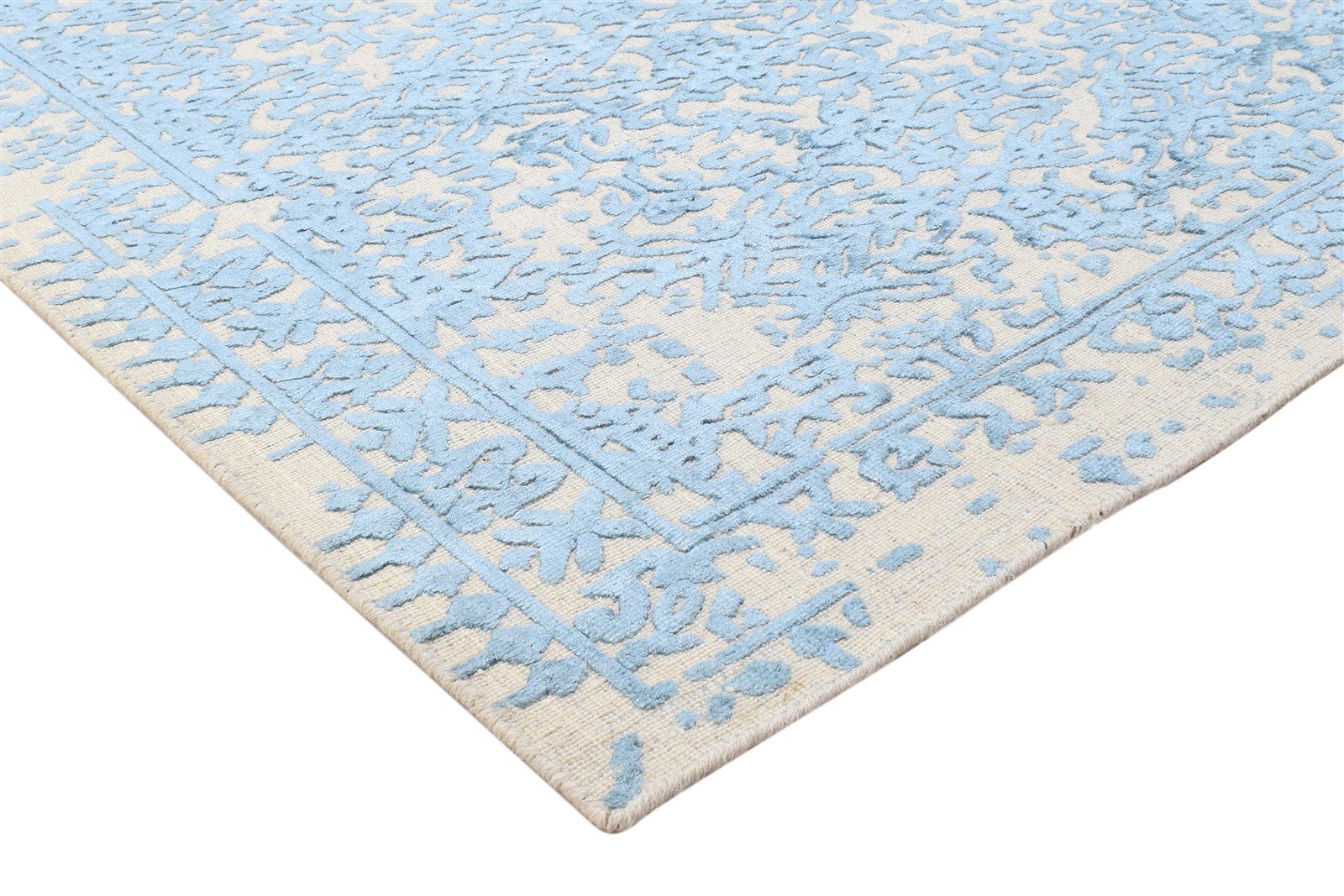 5' X 7' Rug Wool Blue Modern Hand Woven Indian Abstract Room Size Carpet Area Rug