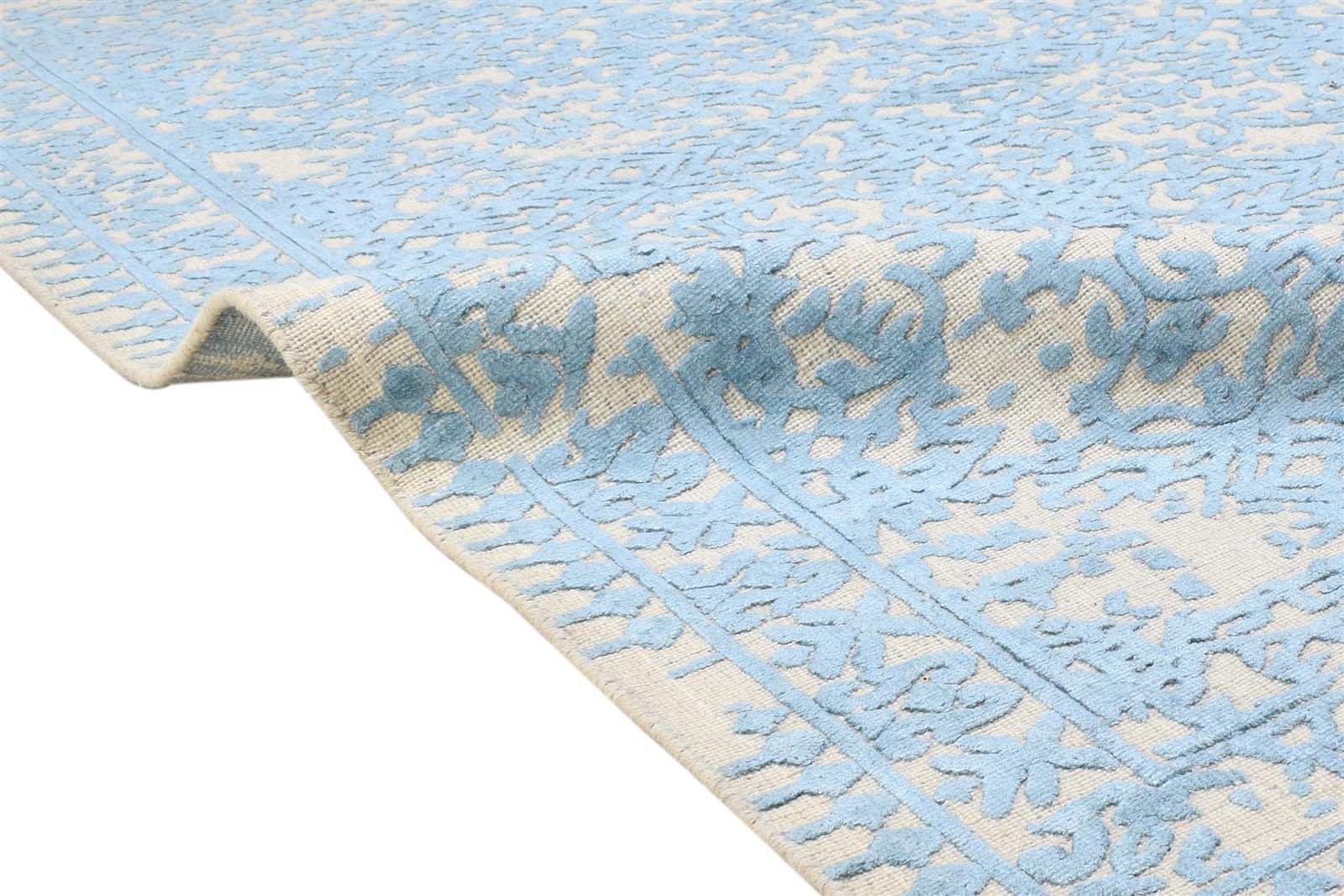 5' X 7' Rug Wool Blue Modern Hand Woven Indian Abstract Room Size Carpet Area Rug