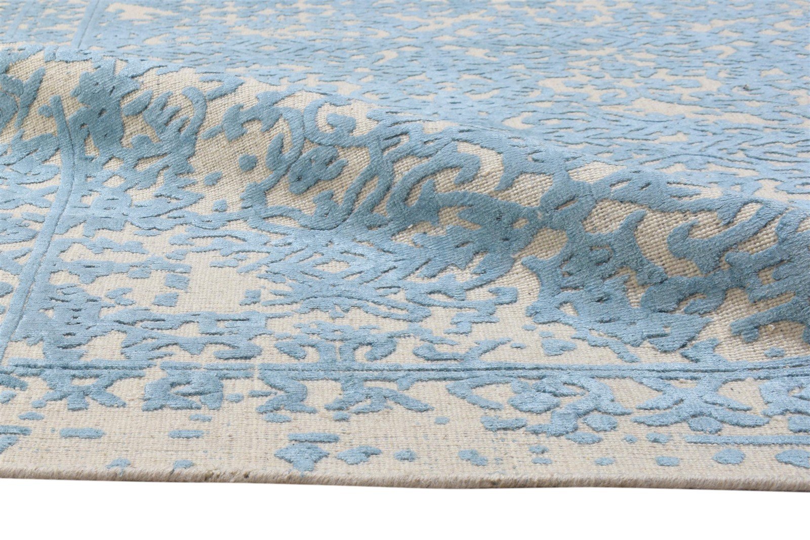 5' X 7' Rug Wool Blue Modern Hand Woven Indian Abstract Room Size Carpet Area Rug
