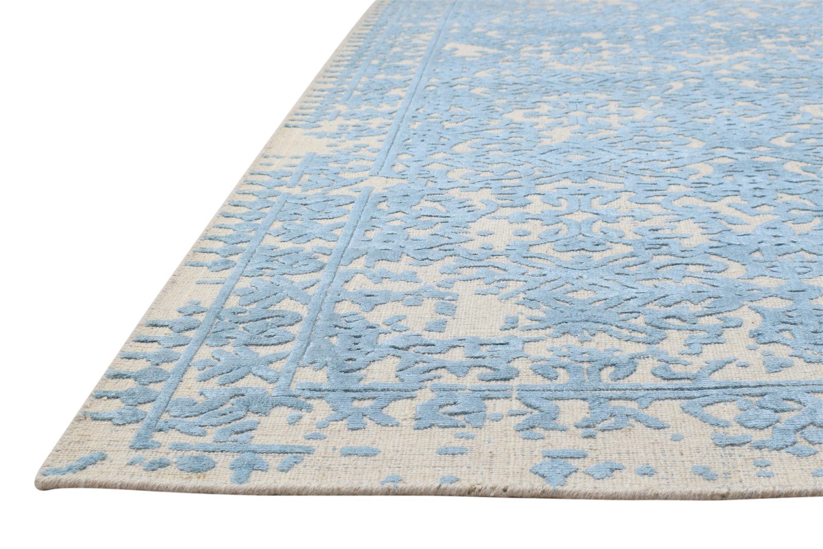 5' X 7' Rug Wool Blue Modern Hand Woven Indian Abstract Room Size Carpet Area Rug